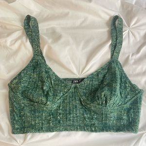 green cropped knit zara tank